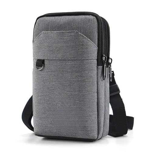 wasserdichte Hüfttasche for Herren, Geldbörse, Outdoor-Sport, Hüfttasche, schräge Kreuz-Handytasche, Camping (Color : Double Gray) von KCHYCV