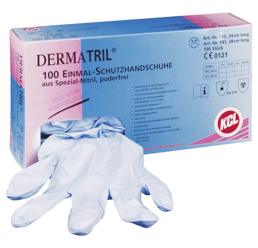 KCL Einweghandschuhe KCL Dermatril 740-8 100 St. Nitril Einweghandschuh Größe (Handschuhe): von KCL
