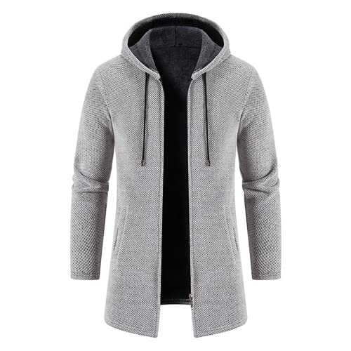 Herren Hoodie Strick Strick Sweatshirt Pullover Jacke Mantel Herren Herbst Winter Fleece Dicker Warmer Hoodie Cardigan Pullover Strick Klassischer Langarm Strick Kapuzen Strickjacke Fleece Mantel von KCLEE