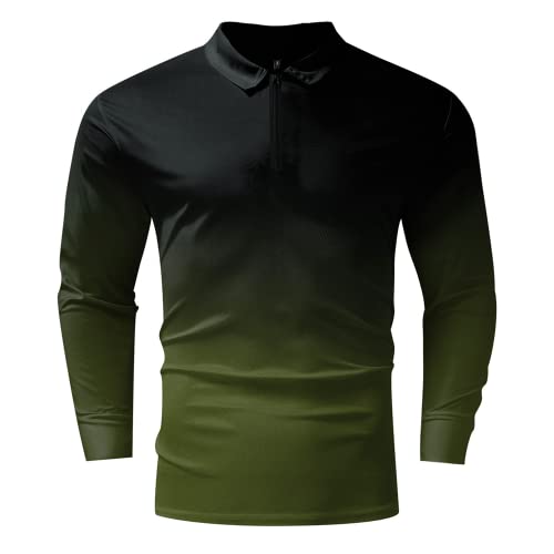 Herren Langarm Polos Kontrastfarben Design Golf T-Shirt Lässige Poloshirts Herren Poloshirt Langarm Lässige T-Shirts Herren Langarm Fashion Gradient Poloshirt Lässiges Slim Fit Basic Shirt von KCLEE