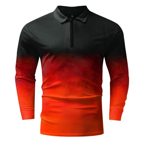 Herren Langarm Polos Kontrastfarben Design Golf T-Shirt Lässige Poloshirts Herren Poloshirt Langarm Lässige T-Shirts Herren Langarm Fashion Gradient Poloshirt Lässiges Slim Fit Basic Shirt von KCLEE
