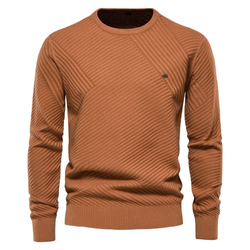 Herren-Sweatshirt mit Rundhalsausschnitt Lässiger Baumwoll-Strickpullover Pullover Herren-Strickpullover Rundhalspullover Basic Strickpullover Herbst Winter Winterpullover Rundhalspullover Pullover von KCLEE