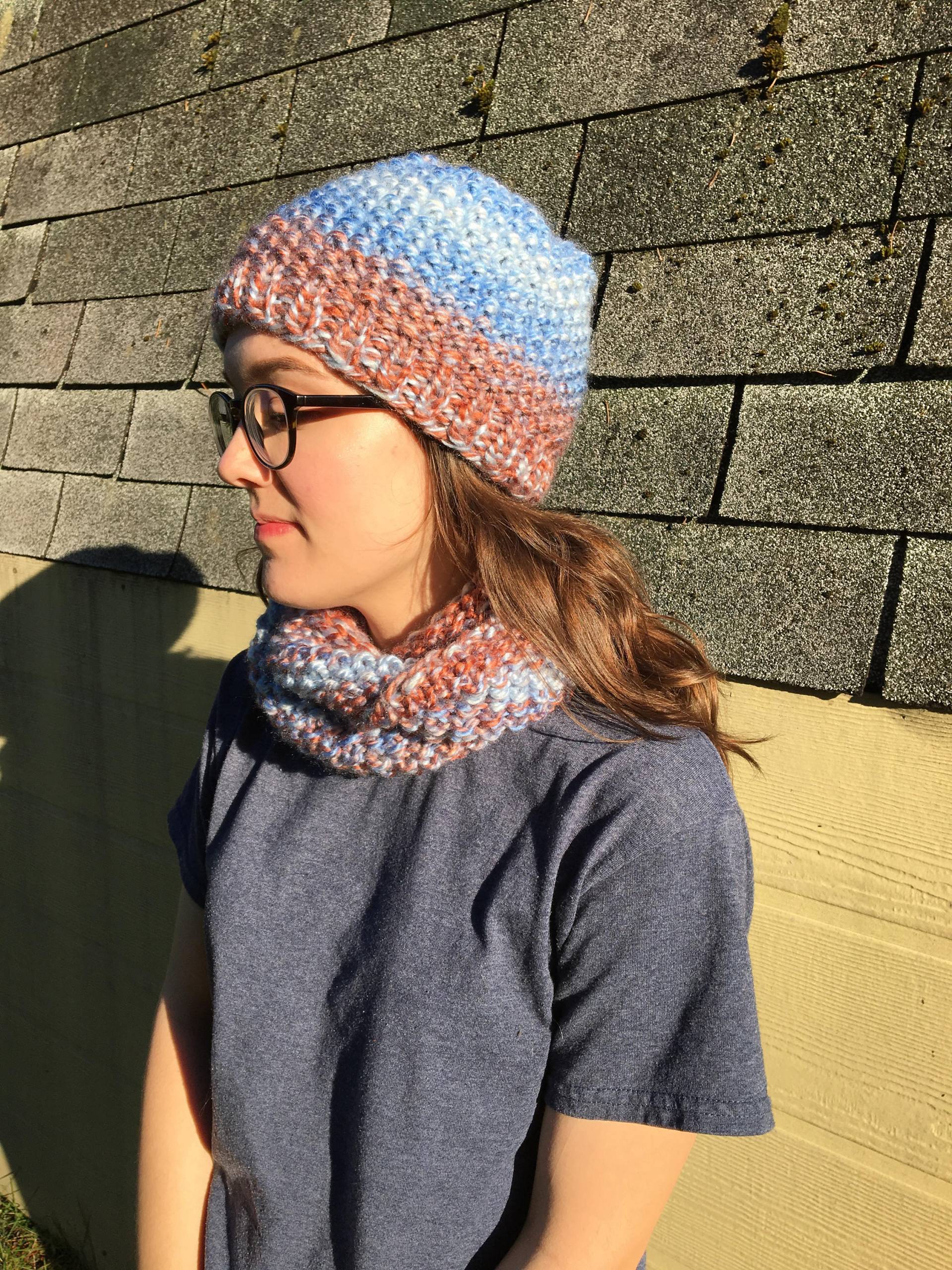 Hut - Und Schalset, Opal. Handgestrickt von KCNdesigns