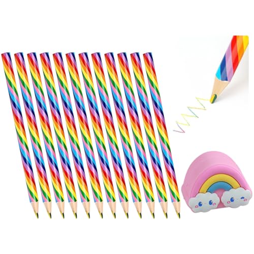 Regenbogen Buntstifte,12 Stück Buntstifte Kinder+1 eine Regenbogen Bleistift Roller,Farbstifte Set für Kinder Zeichnung Pencil, Schule Büro Haushaltswaren Regenbogen Buntstifte,12 Stück Buntstifte Kinder+1 eine Regenbogen Bleistift Roller,Farbstifte Set für Kinder Zeichnung Pencil, Schule Büro Haushaltswaren von KCOQINA