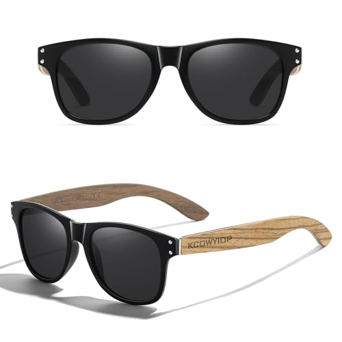KCOWYIOP Holz Polarisierte Sonnenbrille Herren Damen Verspiegelt Original UV400-Schutz S8001 von KCOWYIOP