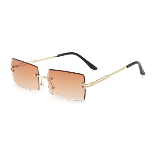 KCYSLY Damen-Sonnenbrille Damen Farbverlauf Trend Quadratische Rahmenlose Gläser-A von KCYSLY