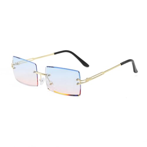 KCYSLY Damen-Sonnenbrille Damen Farbverlauf Trend Quadratische Rahmenlose Gläser-E von KCYSLY