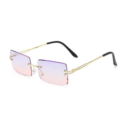 KCYSLY Damen-Sonnenbrille Damen Farbverlauf Trend Quadratische Rahmenlose Gläser-G von KCYSLY