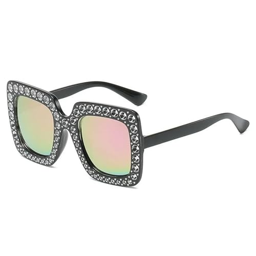 KCYSLY Damen-Sonnenbrille Fashion Square Großer Rahmen Anti-Diamant Sonnenbrille Personalisierte Straße Schießen-A von KCYSLY