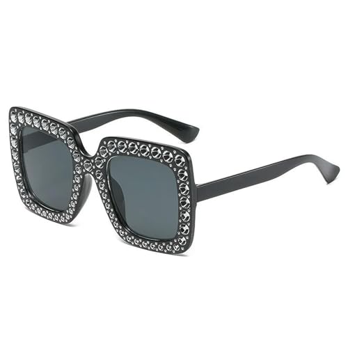 KCYSLY Damen-Sonnenbrille Fashion Square Großer Rahmen Anti-Diamant Sonnenbrille Personalisierte Straße Schießen-B von KCYSLY