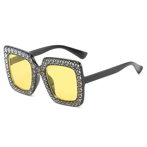 KCYSLY Damen-Sonnenbrille Fashion Square Großer Rahmen Anti-Diamant Sonnenbrille Personalisierte Straße Schießen-C von KCYSLY