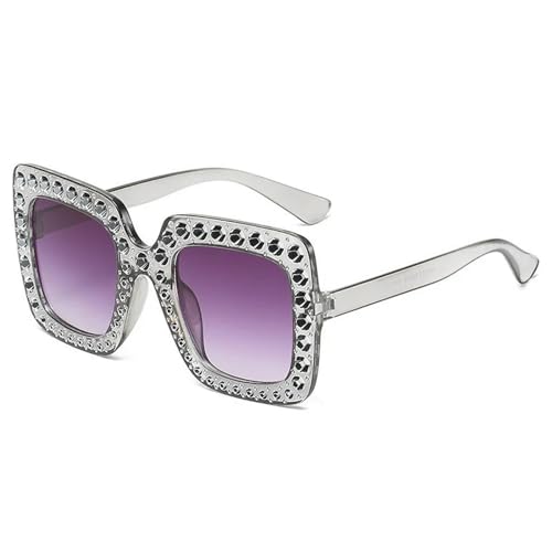 KCYSLY Damen-Sonnenbrille Fashion Square Großer Rahmen Anti-Diamant Sonnenbrille Personalisierte Straße Schießen-D von KCYSLY
