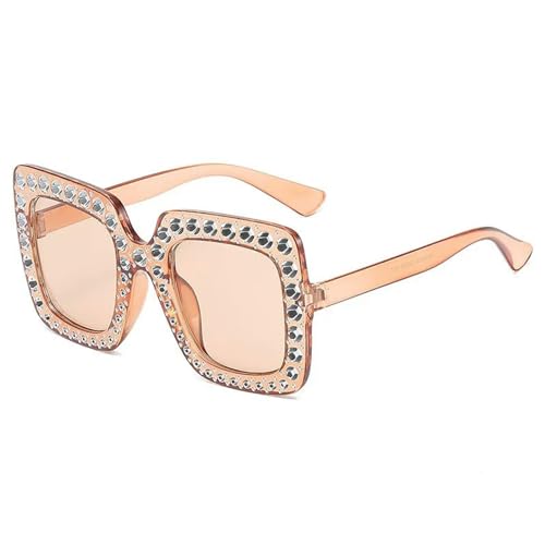 KCYSLY Damen-Sonnenbrille Fashion Square Großer Rahmen Anti-Diamant Sonnenbrille Personalisierte Straße Schießen-G von KCYSLY