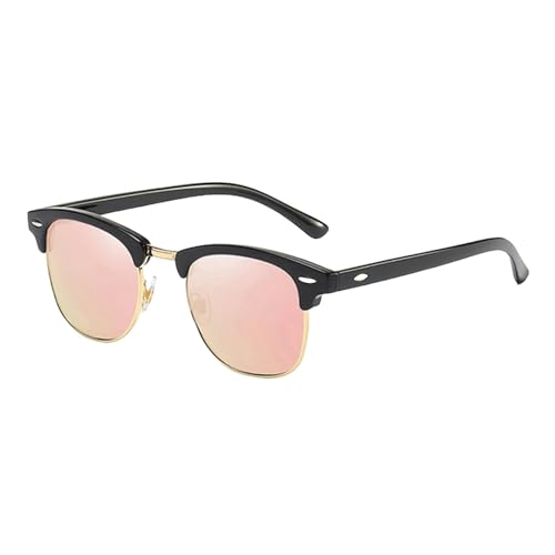 KCYSLY Damen-Sonnenbrille Klassische Halbrahmen Polarisierte Sonnenbrille Männer Frauen Retro Nieten Sonnenbrille Anti Glare Shades-Schwarz Rosa-Polarisiert von KCYSLY