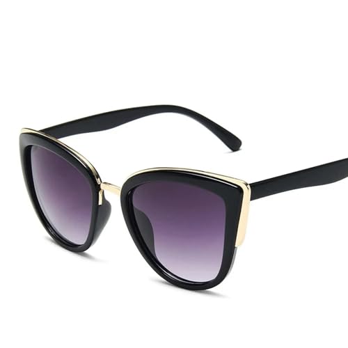 KCYSLY Damen-Sonnenbrille Vintage Gradient Gläser Retro Sonnenbrille Weiblich Uv400-1-Schwarz-Als Bild von KCYSLY