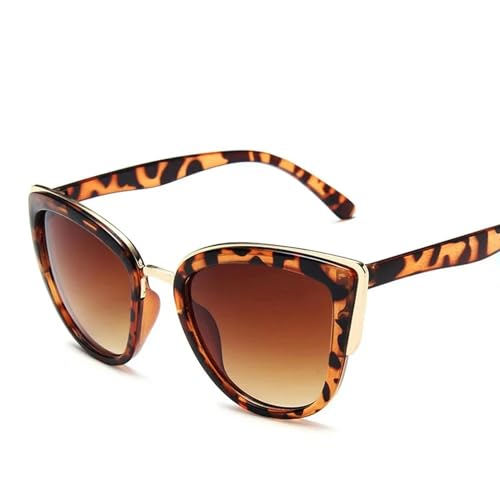 KCYSLY Damen-Sonnenbrille Vintage Gradient Gläser Retro Sonnenbrille Weiblich Uv400-2-Leopard-Als Bild von KCYSLY