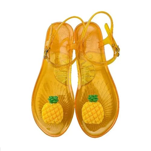 KCYSLY sandalen damen Pendlerinnen Transparente Pvc -Obstdekoration Sandalen Für Damen Sommer Transparent-Ananas-37 von KCYSLY
