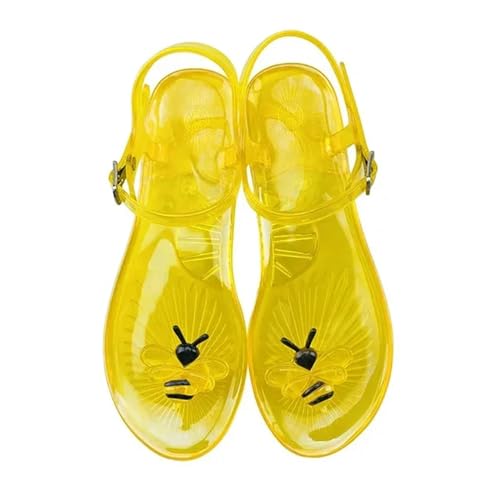 KCYSLY sandalen damen Pendlerinnen Transparente Pvc -Obstdekoration Sandalen Für Damen Sommer Transparent-Gelbe Biene-39 von KCYSLY