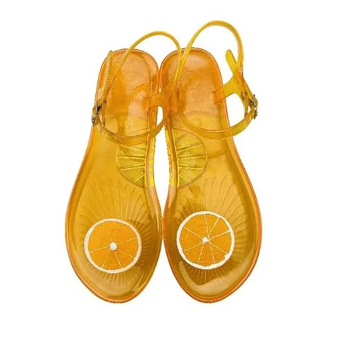 KCYSLY sandalen damen Pendlerinnen Transparente Pvc -Obstdekoration Sandalen Für Damen Sommer Transparent-Orangenscheibe-37 von KCYSLY