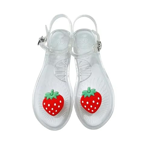 KCYSLY sandalen damen Pendlerinnen Transparente Pvc -Obstdekoration Sandalen Für Damen Sommer Transparent-Strawberry2-38 von KCYSLY