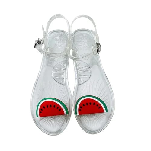 KCYSLY sandalen damen Pendlerinnen Transparente Pvc -Obstdekoration Sandalen Für Damen Sommer Transparent-Wassermelone2-36 von KCYSLY