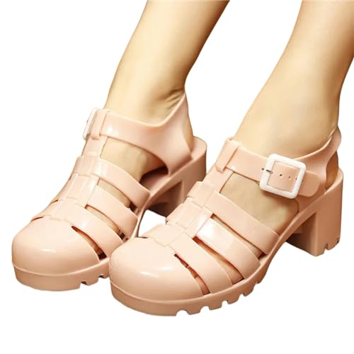 KCYSLY sandalen damen Women Jelly Schuhe Sommer Frauen Sandals Square High Heels Transparent Plattform Sandale-Stift-40 von KCYSLY
