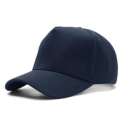5 Panels Hohe Krone Baseball Caps Herren Casual Plain Voll Geschlossen Snapback Trucker Hüte Hohe Top Breite Krempe Sonnenhüte Q1038, Marineblau, 7-7 1/2 von KCZAKA