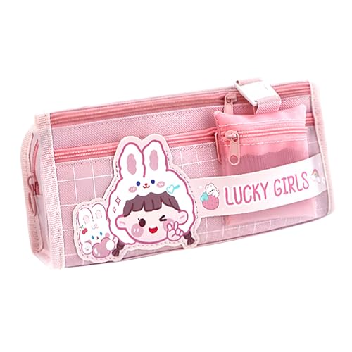 KCatsy Federmäppchen Mädchen Hase Bunny Rosa Regenbogen Mäppchen Aesthetic Mädchen Groß Etui Stifte Federtasche Federpenal Federmappe Schüttelpenal Teenager Schlamppermäppchen Geschenke 5 Fächer von KCatsy