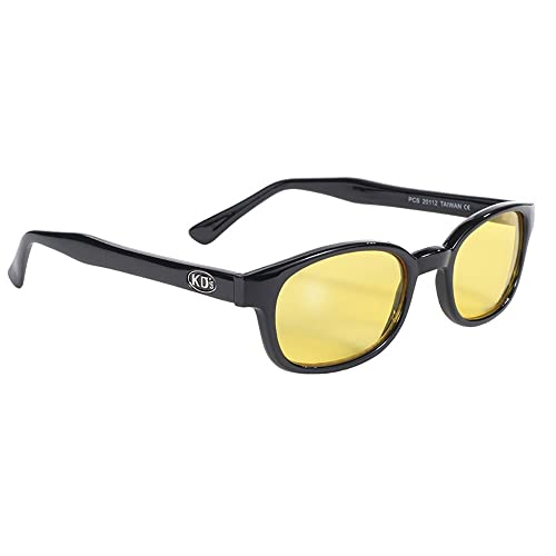 KD's 20112 - Sport-Sonnenbrille für Motorradfahrer und Motorradfahrer - passt unter Helm Motorrad Ski - gelbe Gläser UV400 - getragen von Jax Teller und Samcro Sons of Anarchy, Schwarz , L von KD's