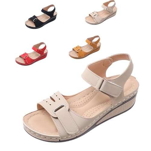 KDAKSA Soft & Stylish Wedge Sandals，2025 Stylish Wedge Sandal,Casual Open Toe Wide Width Orthopedic Arch Support Sandal (Khaki,40.5) von KDAKSA