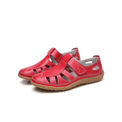 KDAKSA Women's Casual Boho Sandals,Arch Support Orthopedic Shoes Closed Toe Summer Walking Slippers (Red,39) von KDAKSA