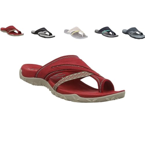 KDAKSA Women's Comfy Orthopedic Platform Sandals with Arch Support Flops,Supportive Toe-Clipped Platform Sandals (Red,37) von KDAKSA