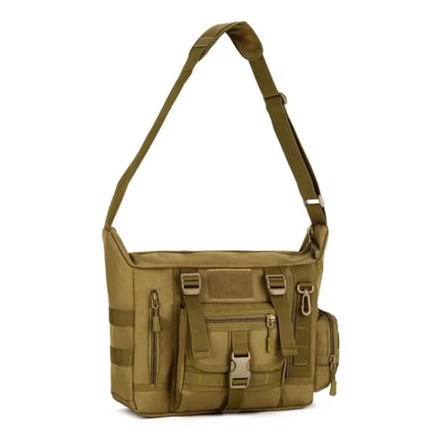 KDEGK 14 Zoll Laptop Umhängetasche Herren Sporttaschen Mann Taktischer Einzelrucksack Herren A4 Dokument Molle Messenger Bag, khaki, Einheitsgröße von KDEGK