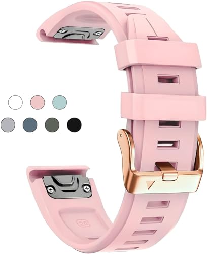 KDEGK 20-mm-Uhrenarmband-Ersatz für Garmin fenix 5S/5S Plus/6S/7S/Instinct 2S/D2, Quick-Fit-Armband aus weichem Silikon mit rotgoldener Schnalle, atmungsaktives, wasserdichtes Armbandzubehör(Nice Pink von KDEGK
