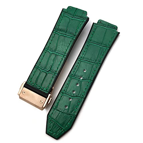 KDEGK 20mm 22mm Rindsleder Gummiarmband 25mm * 19mm Fit für Hublot Uhrenarmband Kalbsleder Silikon Armbänder Sport(39,20X14x18mm) von KDEGK