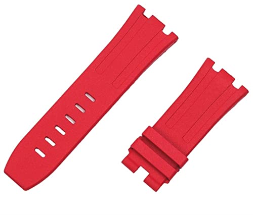 KDEGK 28 mm Natur-Fluor-Gummi-Silikon-Uhrenarmband für AP-Armband für Audemars und Piguet-Gürtel 15703, 15710, 15706(Red strap,28mm rose buckle) von KDEGK