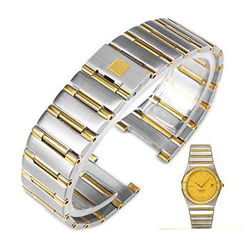 KDEGK Armband für Omega-Uhr mit Constellation Twin Eagles-Serie, Herren- und Damen-Stahlband, massive Edelstahl-Uhrenkette(Silver gold,16-11mm) von KDEGK
