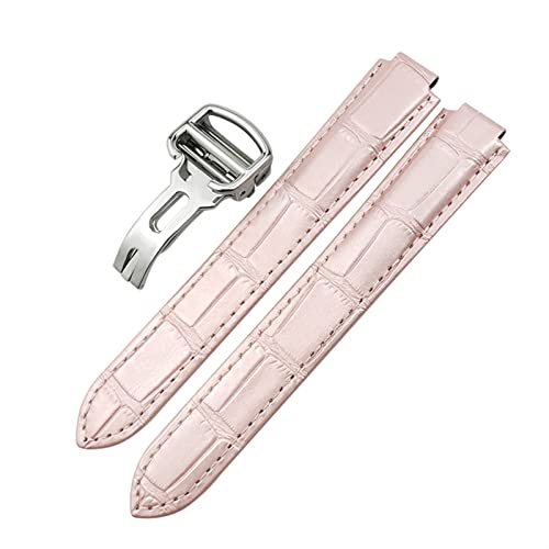 KDEGK Echtes Leder Uhrenband 14mm 16mm 18mm 20mm 22mm für Ballon Bleu de Cartier Konvexe Typ Buntes Kalbskalfskorb -Gurtwerkzeug(Pink,18mm) von KDEGK