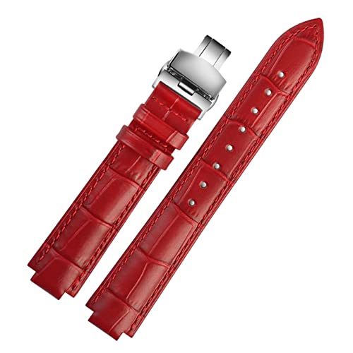 KDEGK Echtes Leder Uhrenband für Ballon Bleu Handgelenk Band Männer weibliches konvexes Lederband 14 * 8mm 18 * 11mm 20 * 12 mm Modearmband(Rose Green,20-12mm) von KDEGK