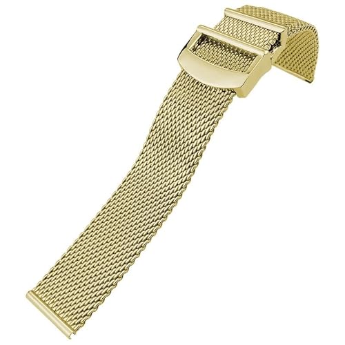 KDEGK Edelstahl-Armband aus gewebtem Mesh, 20 mm, 21 mm, 22 mm, passend für IWC Le Petit Prince Mark 18 Portofino, solides Uhrenarmband(Golden,22mm) von KDEGK