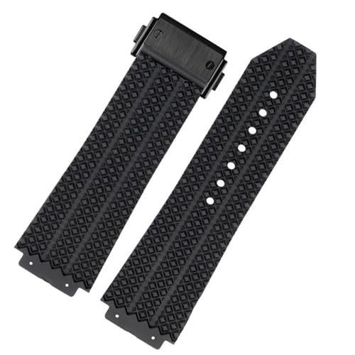 KDEGK FKM Fluorsilikon-Uhrenarmbänder für HUBLOT BIG BANG Silikon 25 * 17 mm 26 * 19 mm wasserdichtes Herrenuhrenarmband Kettenuhr Gummiarmband Armband(K Black-black,26-19mm) von KDEGK