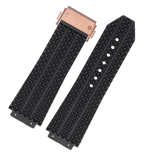 KDEGK FKM Fluorsilikon-Uhrenarmbänder für HUBLOT BIG BANG Silikon 25 * 17 mm 26 * 19 mm wasserdichtes Herrenuhrenarmband Kettenuhr Gummiarmband Armband(K Black-rosegold,25-17mm) von KDEGK