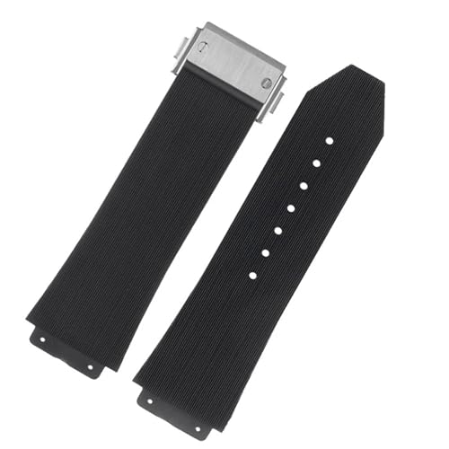 KDEGK FKM Fluorsilikon-Uhrenarmbänder für HUBLOT BIG BANG Silikon 25 * 17 mm 26 * 19 mm wasserdichtes Herrenuhrenarmband Kettenuhr Gummiarmband Armband(S Black-silver,26-19mm) von KDEGK