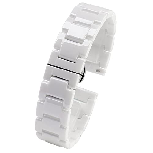 KDEGK Für Frauen Mann Keramikarmband Edelstahl Kombination Watchband 12 14 15 16 18 20 22mm Gurt Fashion Watch Watchwatch Band(Ceramic White,17mm) von KDEGK