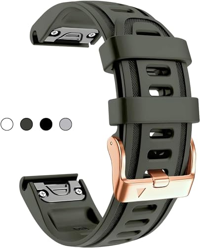 KDEGK Für Garmin Fenix ​​6S 5S 7S Armband 20mm Armband für Fenix ​​6s Pro 5s Plus Rose Gold Schnalle Silikon schnelle Ersatz Handgelenk Riemen(Army Green 5.3"-7.8") von KDEGK