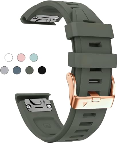 KDEGK Für Garmin Fenix ​​6S 5S 7S Armband 20mm Armband für Fenix ​​6s Pro 5s Plus Rose Gold Schnalle Silikon schnelle Ersatz Handgelenk Riemen(Army Green 5.3"-8.2") von KDEGK