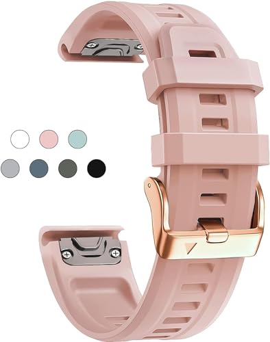 KDEGK Für Garmin Fenix ​​6S 5S 7S Armband 20mm Armband für Fenix ​​6s Pro 5s Plus Rose Gold Schnalle Silikon schnelle Ersatz Handgelenk Riemen(Dust Rose 5.3"-8.2") von KDEGK