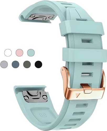 KDEGK Für Garmin Fenix ​​6S 5S 7S Armband 20mm Armband für Fenix ​​6s Pro 5s Plus Rose Gold Schnalle Silikon schnelle Ersatz Handgelenk Riemen(Sea Foam 5.3"-8.2") von KDEGK
