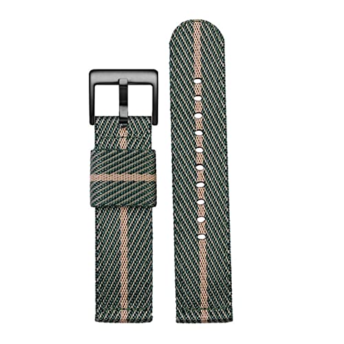 KDEGK Mode gewebter Nylon Uhrenband für Omega Seahorse 300 Leinwand verdickte Sportgurt 18mm 20 mm 22 mm 24 mm(Green beige black,18mm) von KDEGK