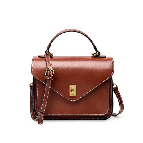 KDEGK Schultertaschen für Damen, echtes Rindsleder, Retro-Stil, kleine Tragetasche, Damen-Umhängetasche, klassische Umhängetasche, braun, 23-17-9cm KDEGK Schultertaschen für Damen, echtes Rindsleder, Retro-Stil, kleine Tragetasche, Damen-Umhängetasche, klassische Umhängetasche, braun, 23-17-9cm von KDEGK